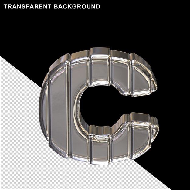 Zilveren letters met bandjes letter c