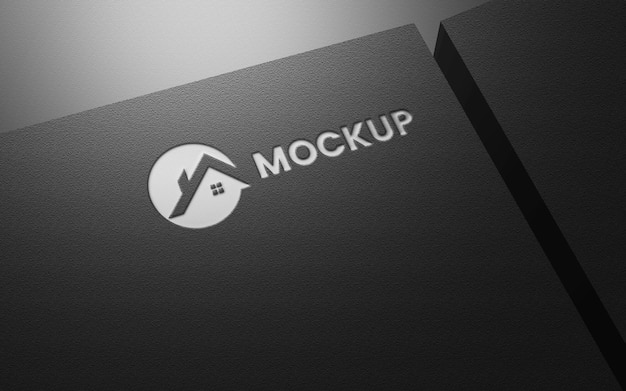 Zilveren logo mockup op luxe doos