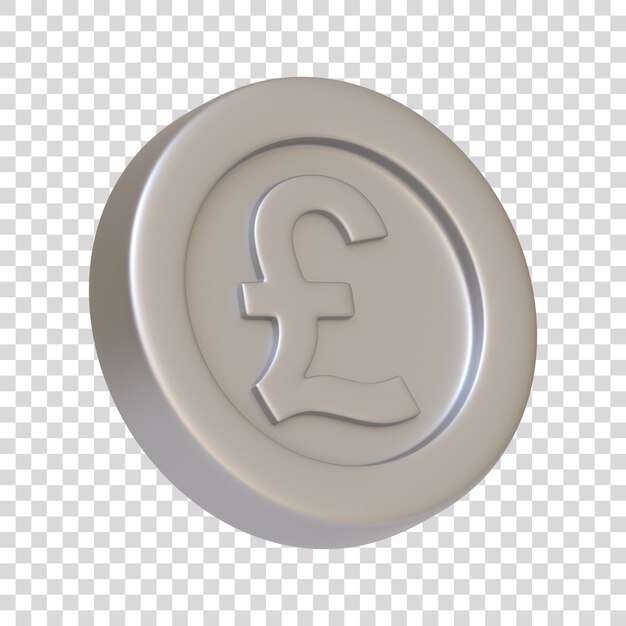 PSD zilveren munt met hekje geïsoleerd op witte achtergrond 3d pictogram en symbool cartoon minimalistische stijl