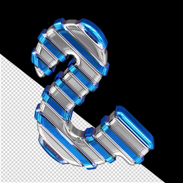 Zilveren symbool met blauwe diagonale bandenletter