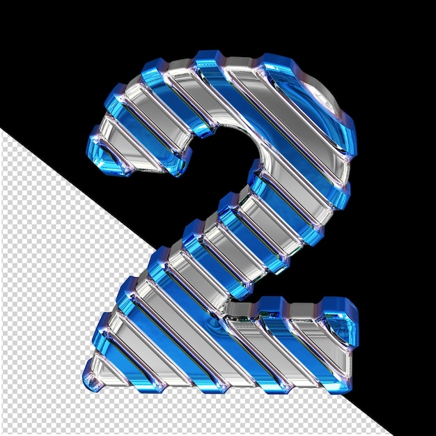 Zilveren symbool met blauwe diagonale bandjes nummer 2
