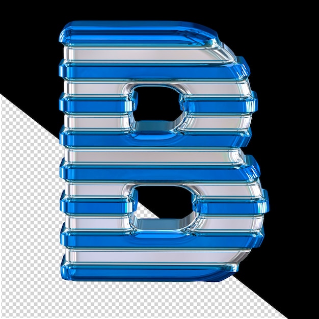 PSD zilveren symbool met dunne blauwe horizontale bandjes letter b