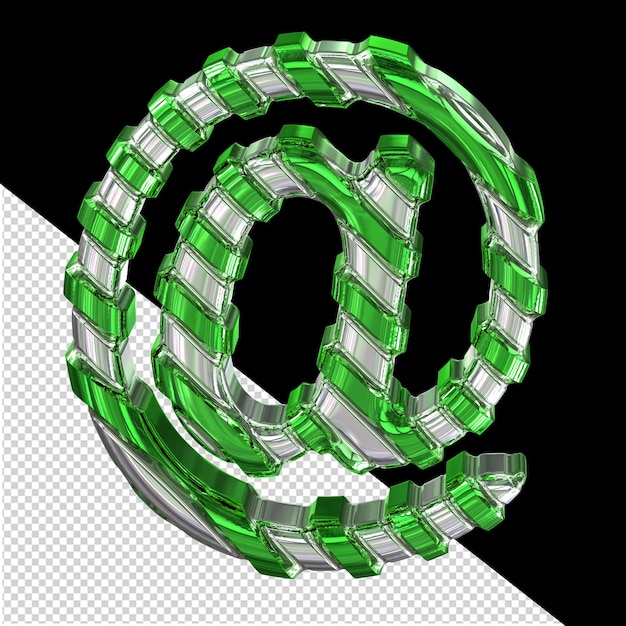 Zilveren symbool met dunne groene diagonale bandjes