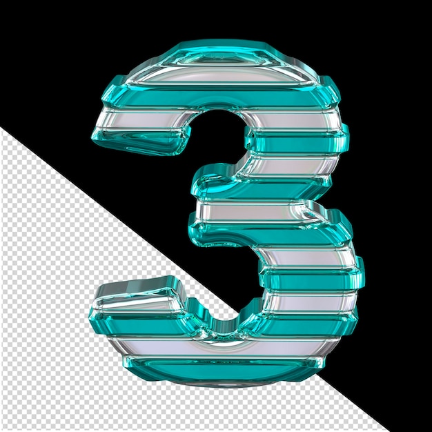 Zilveren symbool met dunne turquoise horizontale bandjes nummer 3