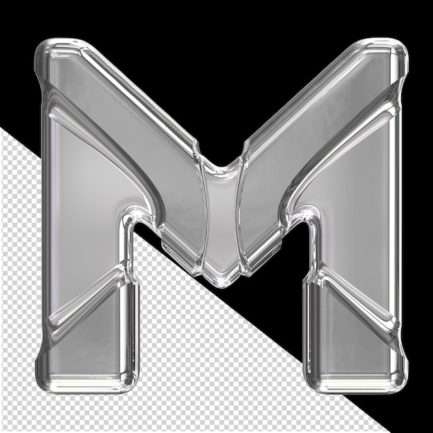 Zilveren symbool met inlays letter m