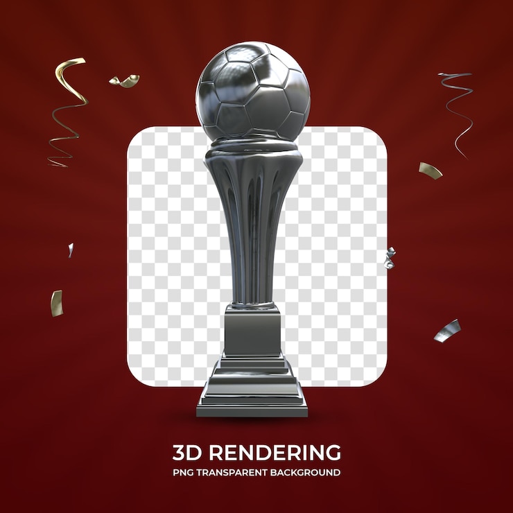 PSD zilveren toekenning trofee 3d-rendering geïsoleerde transparante background