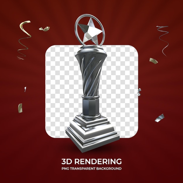 Zilveren trofee 3D-rendering geïsoleerde transparante background