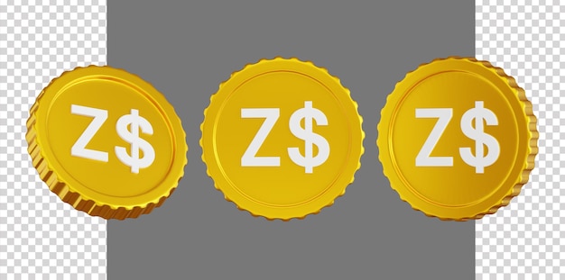 Zimbabwe dollar coin 3d icon