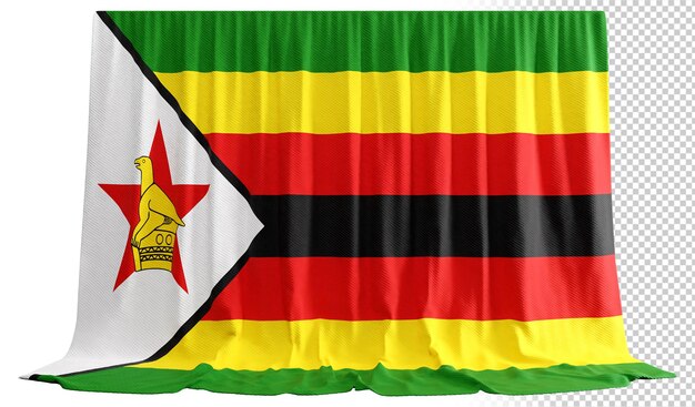 PSD tenda con bandiera dello zimbabwe in rendering 3d chiamata bandiera dello zimbabwe