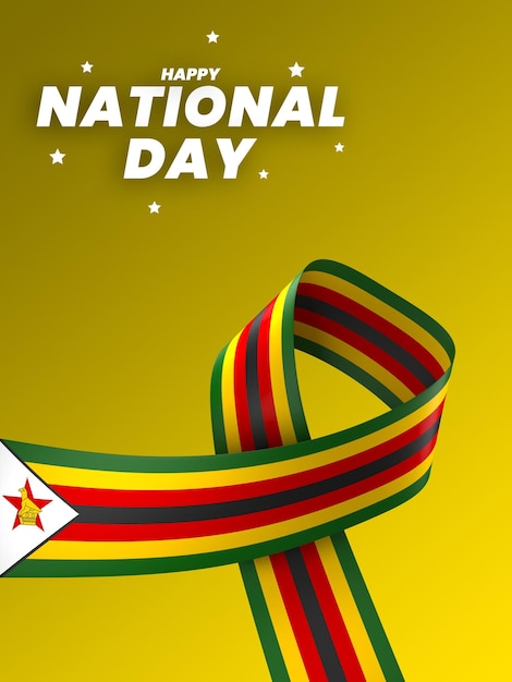 Zimbabwe flag element design national independence day banner ribbon psd