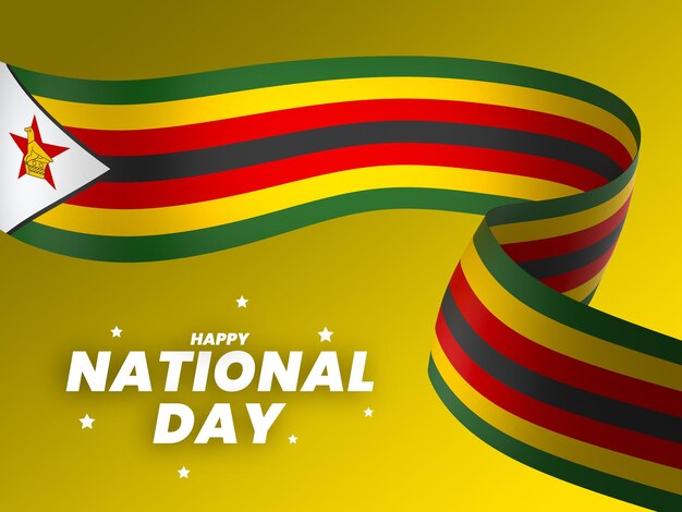 PSD ジンバブエ国旗のデザイン 独立記念日 バナー リボン