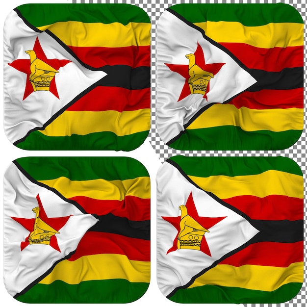 zimbabwe flag squire shape isolated different waving style bump texture 3d rendering