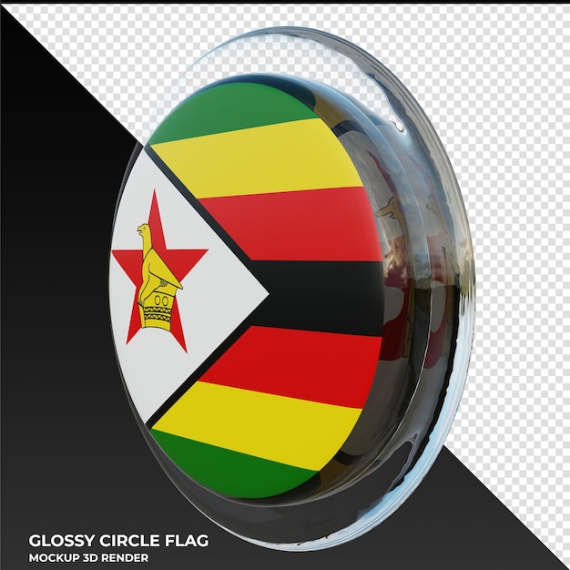 Zimbabwe0002 realistische 3d getextureerde glanzende cirkelvlag
