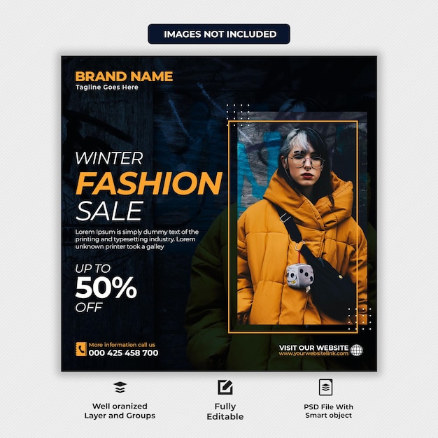 Zimowa Sprzedaż Mody W Mediach Społecznościowych Na Instagramie I Szablonie Postów Na Facebooku