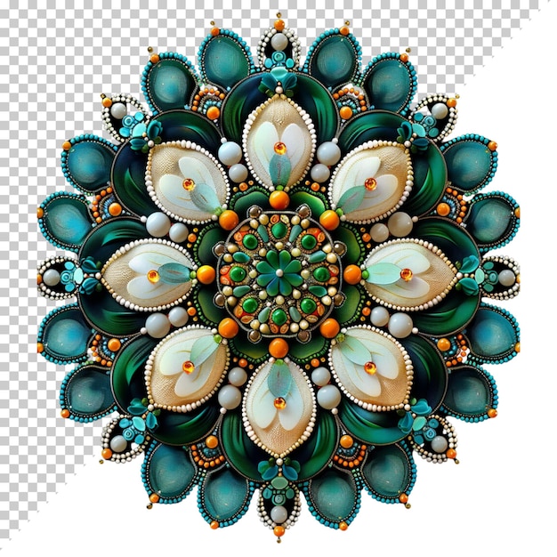 Zinnia bloem mandala fractal ontwerp element met bloem patroon geïsoleerd op transparante achtergrond