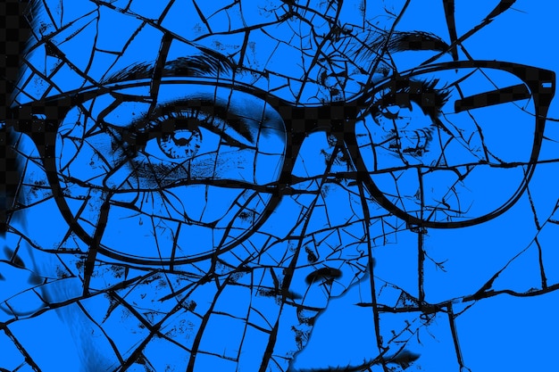 PSD złamane ramki okularów z zgiętymi teksturami metalowymi i efektem ludzkiej tekstury fa fx collage background