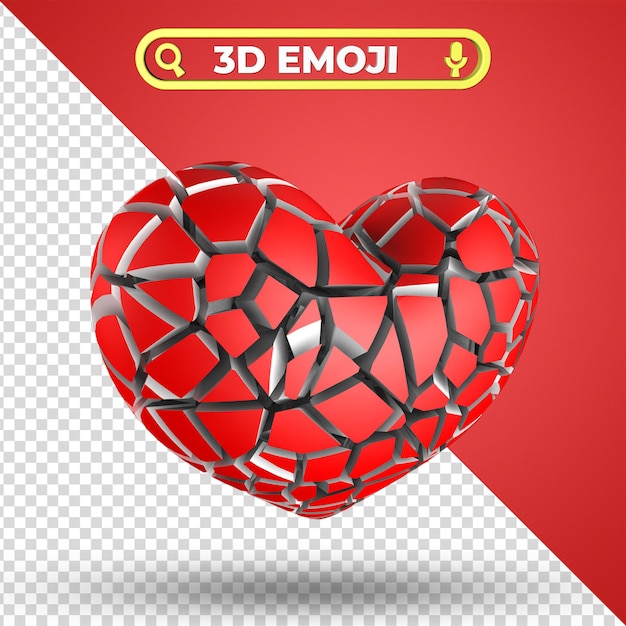 Złamane serce renderowania 3d Emoji na białym tle