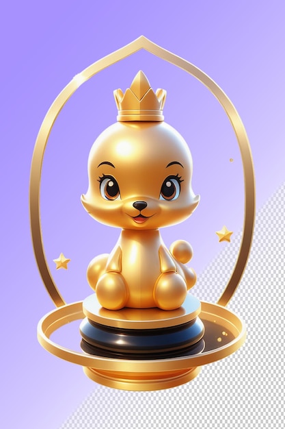 Złota Figurka Myszy Z Złotą Koroną