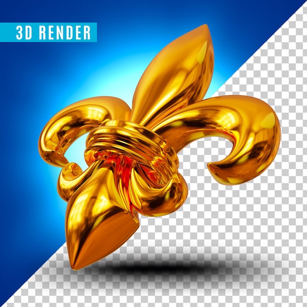 Złota Fleur De Lys 3d Premium