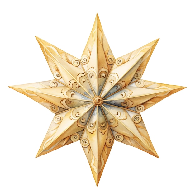 PSD złota gwiazda dekoracje na boże narodzenie wydarzenie akwarel styl ai generowany