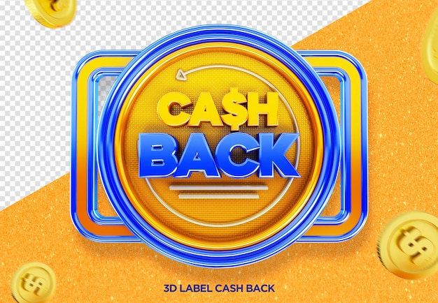 Złota i niebieska moneta z napisem Cash Back