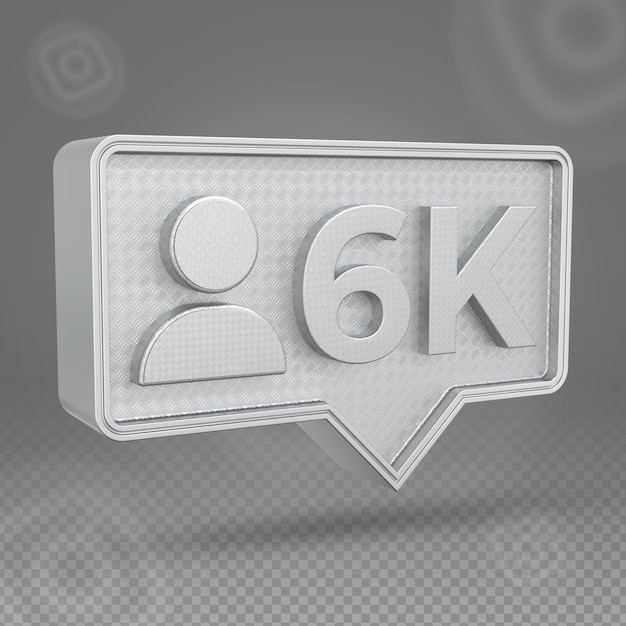PSD złota ikona 3d na instagramie 6k obserwujących