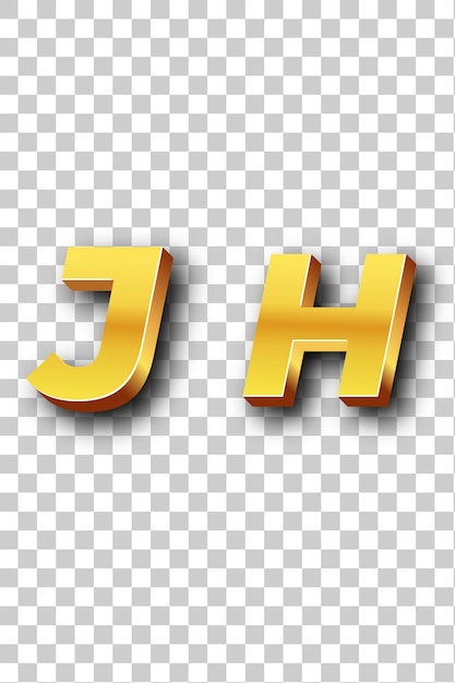 PSD złota ikona logo jh izolowane białe tło przezroczyste