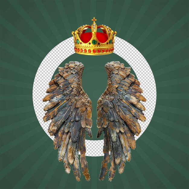 PSD złota korona z dwoma skrzydłami i koroną z słowem orzeł na niej
