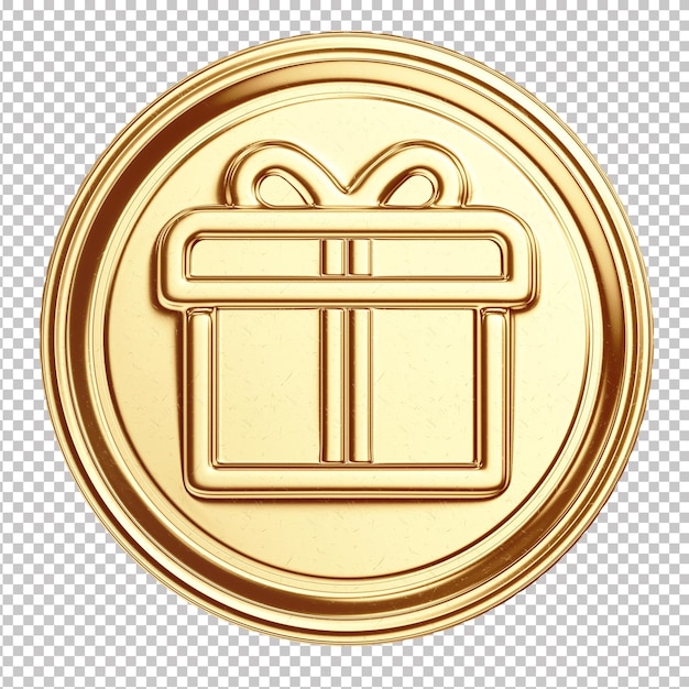 Złota Moneta 3d Z Symbolem Prezentu