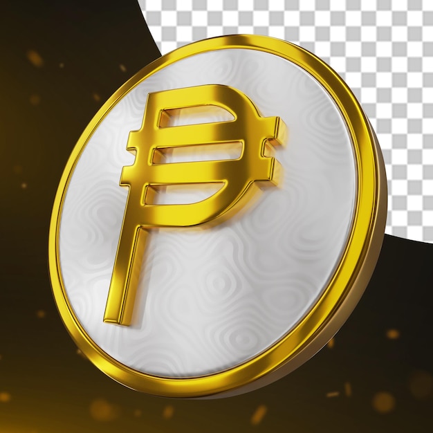 Złota moneta filipińska peso renderowanie 3D