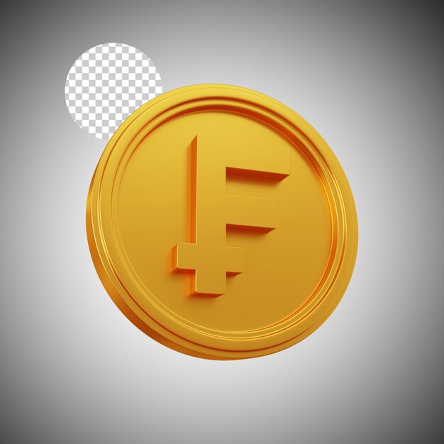 Złota moneta franka renderowania 3d