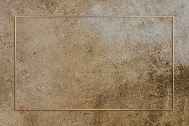 PSD złota ramka na starym brązowym projekcie makiety betonowej ściany
