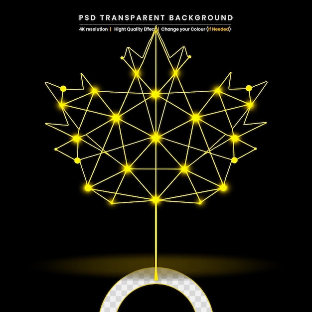 PSD złota sfera geometryczna 3d na przezroczystym tle