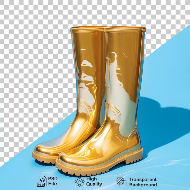 PSD złote buty deszczowe izolowane na przezroczystym tle zawierają plik png
