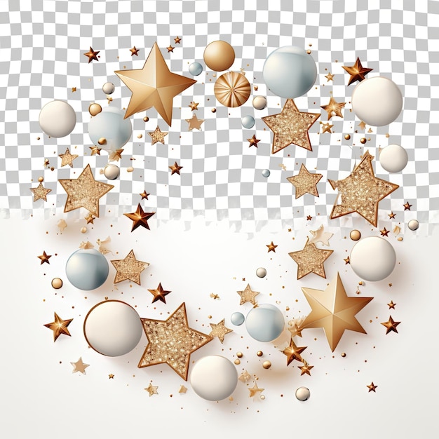 Złote Gwiazdy Ramka Na Boże Narodzenie I Nowy Rok Projekt Na Przezroczyste Tle