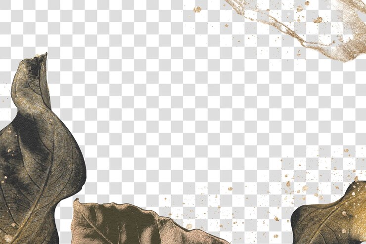 PSD złote liście png ramka krawędzi abstrakcyjny styl na przezroczystym tle