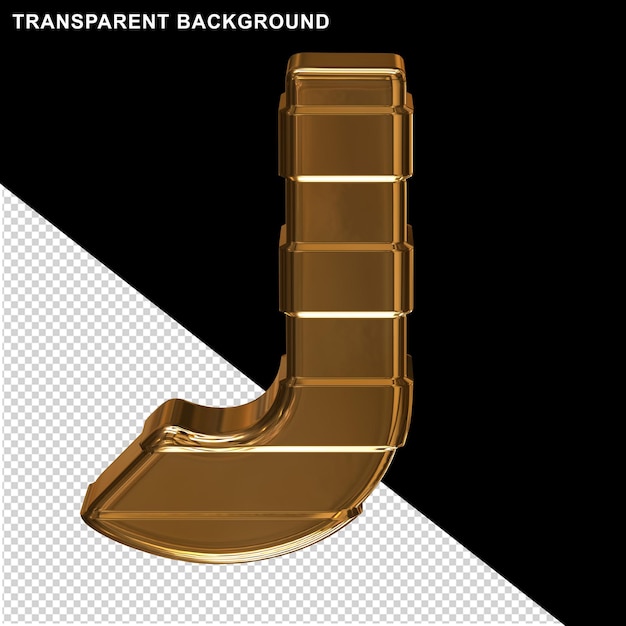 Złote Litery Z Poziomymi Paskami 3d Wielka Litera J
