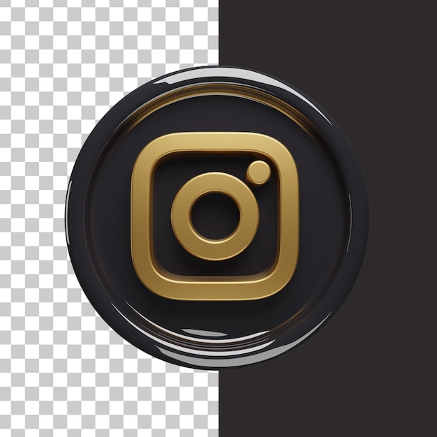 Złote logo na Instagramie 3d