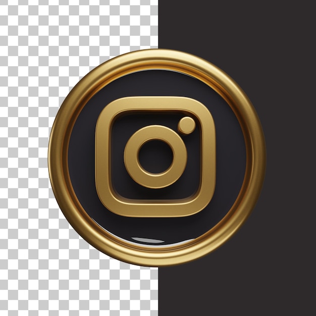 Złote logo na Instagramie 3d