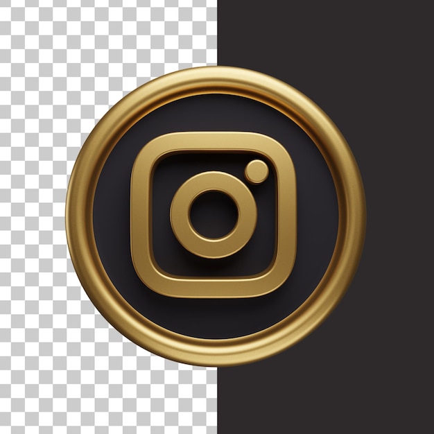 Złote logo na Instagramie 3d