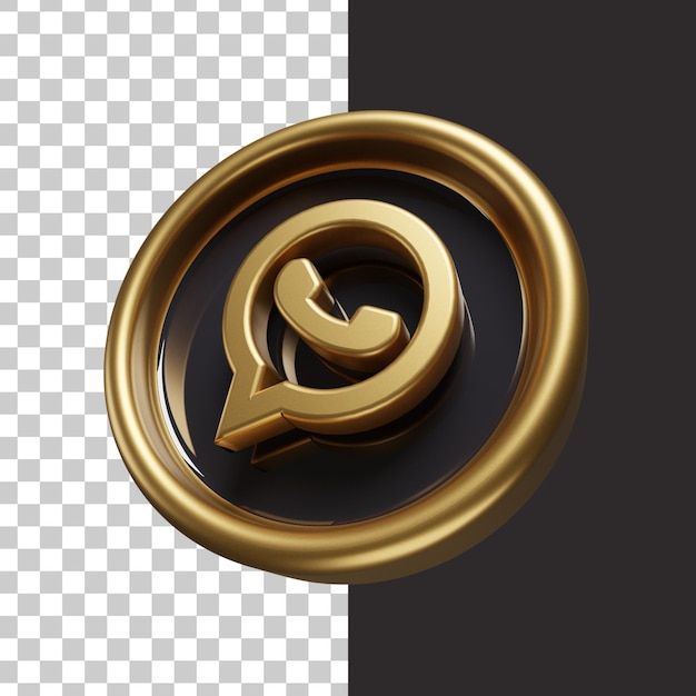 Złote Logo Whatsapp 3d