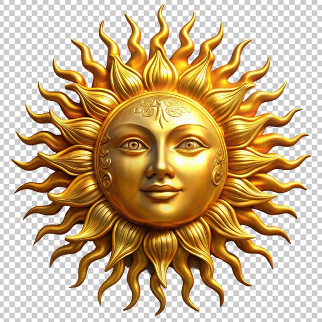 PSD złote słońce z twarzą