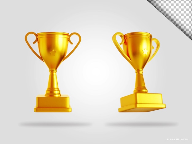 Złote trofeum ilustracja renderowania 3d na białym tle