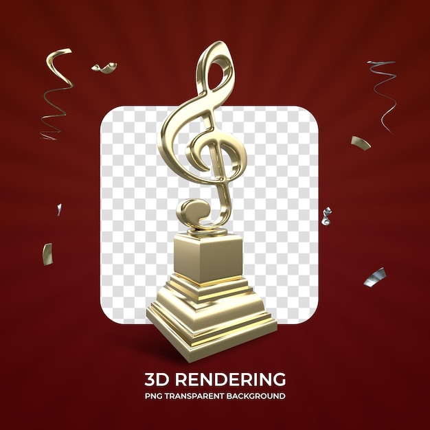 PSD złote trofeum renderowania 3d na białym tle przezroczyste tło