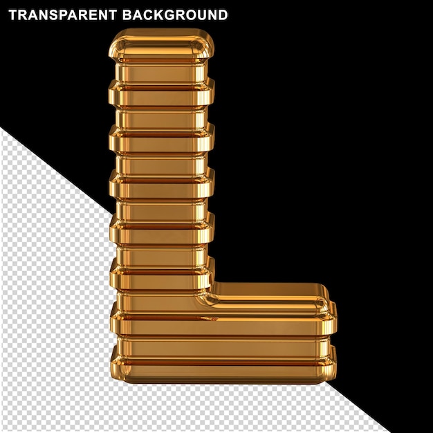 PSD złoto z cienkimi poziomymi paskami wielka litera l
