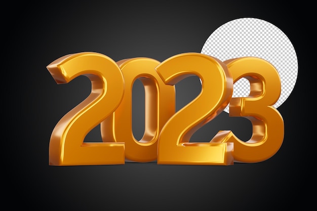 Złoty 2023 szczęśliwego nowego roku dwa tysiące dwadzieścia trzy renderowanie 3d