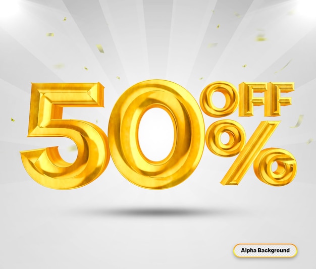 Złoty 50 procent luksusu renderowania 3d