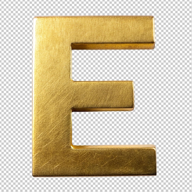 Złoty Alfabet E Na Przezroczystym Tle