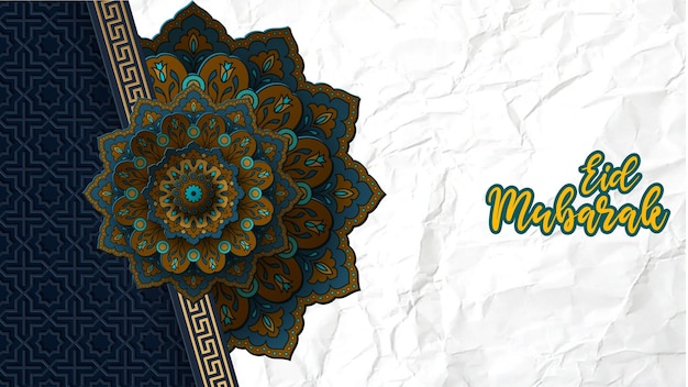 Złoty arabesk arabski styl islamski mandala wzór tła z pustą przestrzeń Styl papierowy
