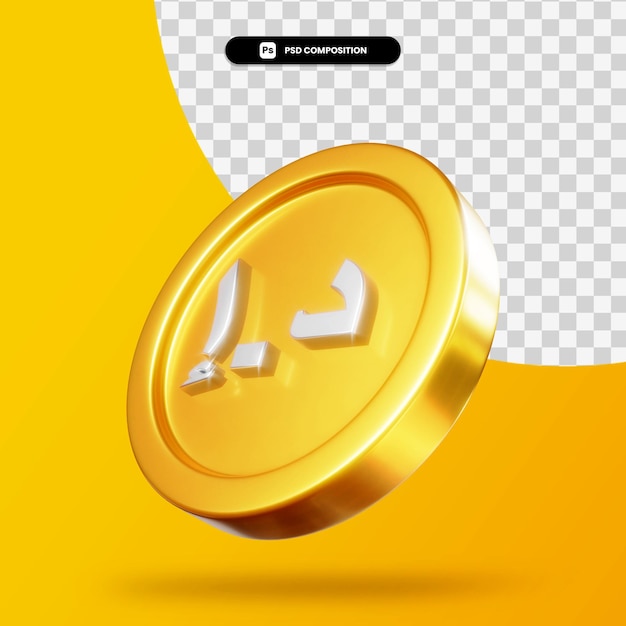 Złoty Dirham Moneta Renderowania 3d Na Białym Tle